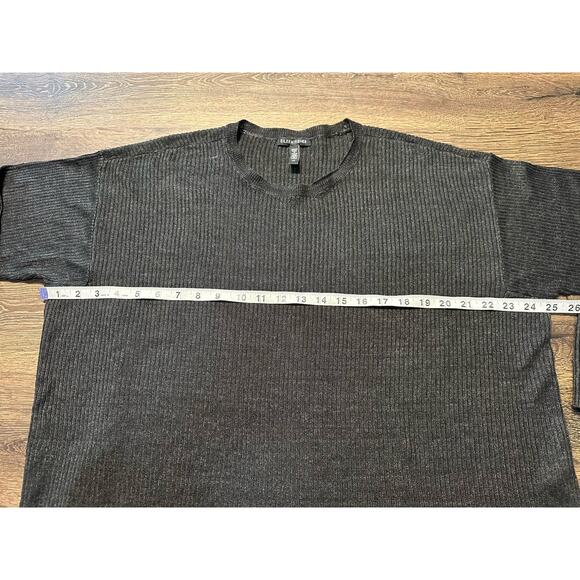 Eileen Fisher Womens Ribbed Long Sleeve Organic Linen Top Size Dark Gray - Picture 3 of 8